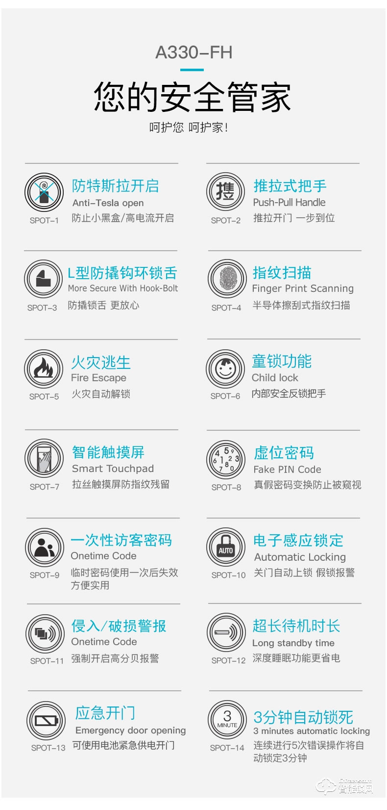 蓋德曼指紋鎖 A330進口指紋鎖電子智能鎖