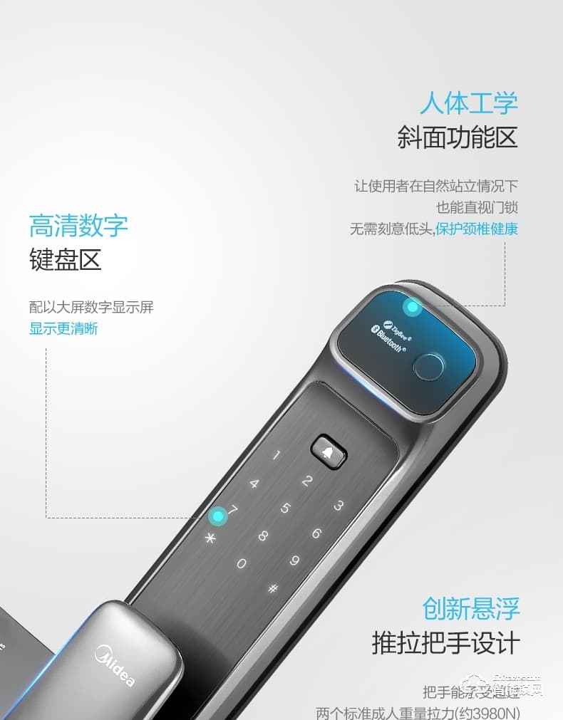 美的指紋鎖 X6推拉式全自動電子鎖