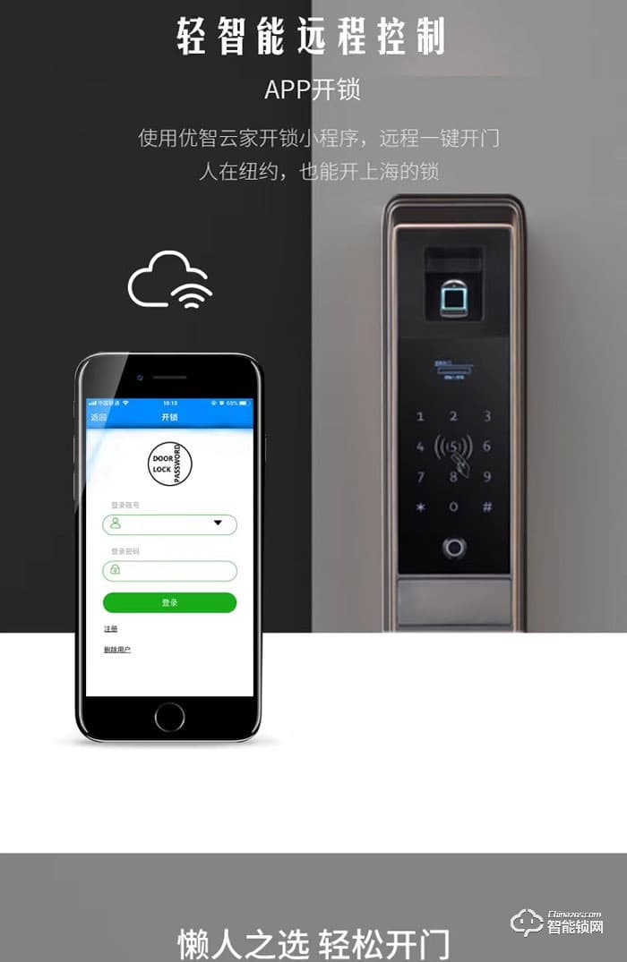 薩洛克智能鎖 推拉式指紋密碼鎖