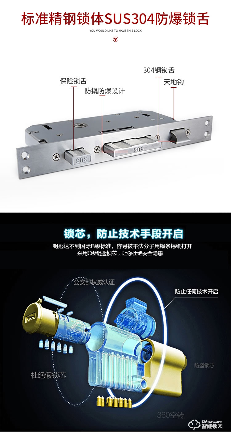 中霸智能鎖 S77人臉識別智能鎖