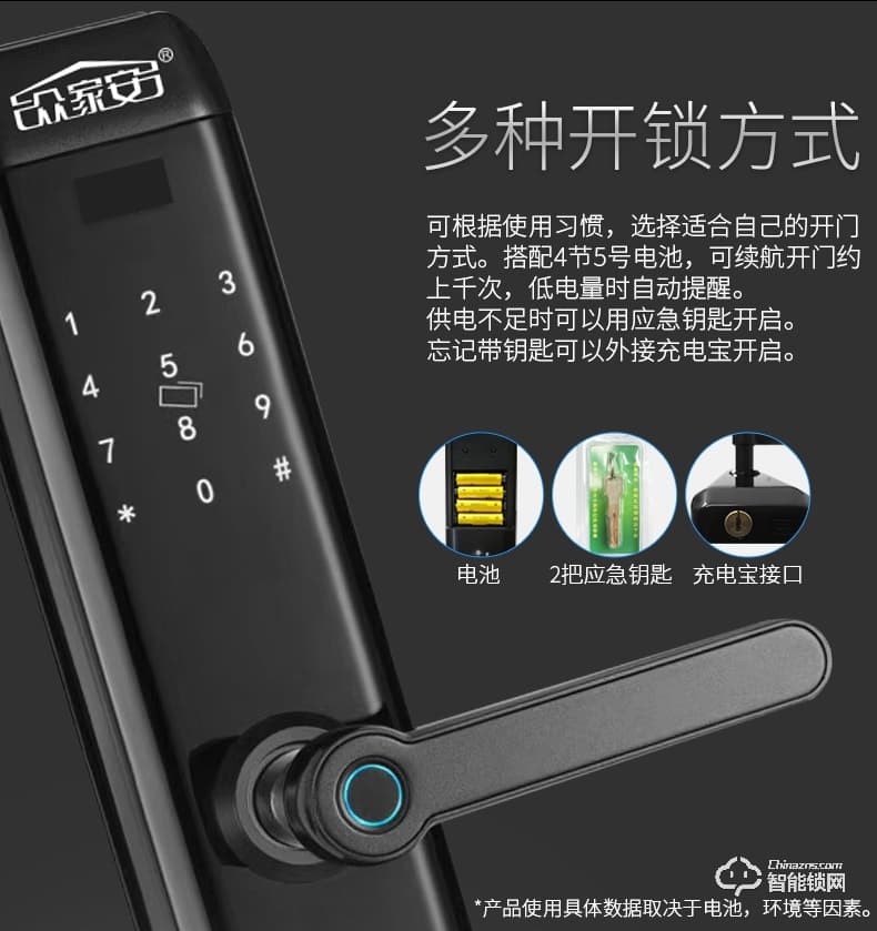 眾家安指紋鎖 智能電子密碼鎖刷卡鎖