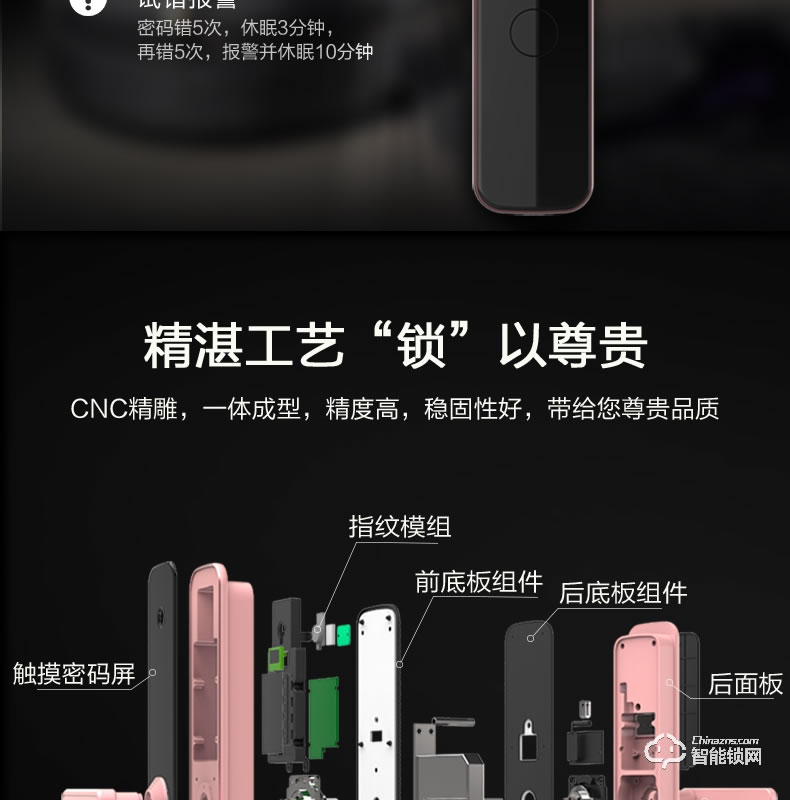 國民安全智能鎖 V3虛位密碼鎖家用指紋鎖
