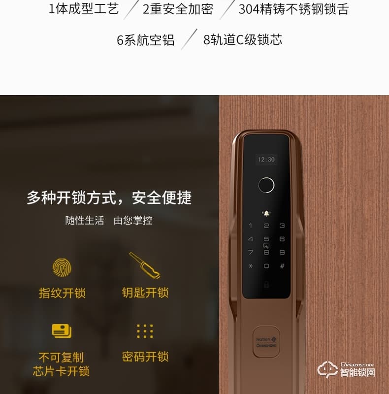 國民安全智能鎖 V7虛位密碼鎖家用指紋鎖