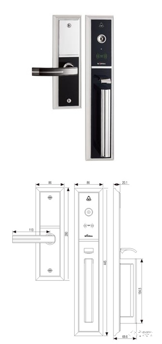 皇鼎智能鎖 DH-6601-RF-BNCR 電子感應(yīng)指紋拉手鎖