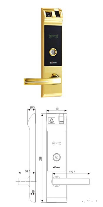 皇鼎智能鎖 DL-2451-RF-BNPVD 電子感應指紋執手鎖