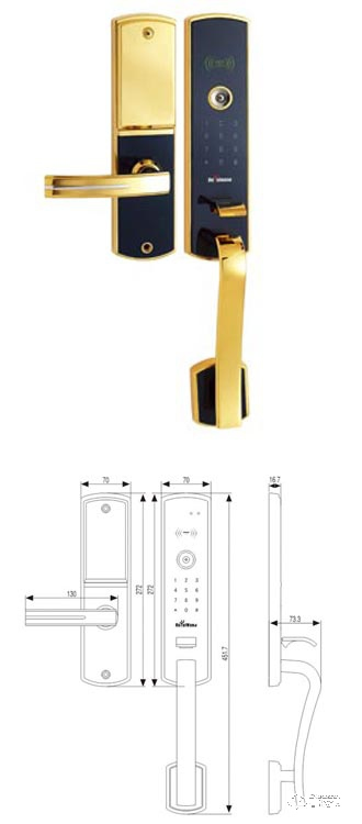 皇鼎智能鎖 DH-6604-CPR-BNPVD 電子觸屏密碼感應拉手鎖