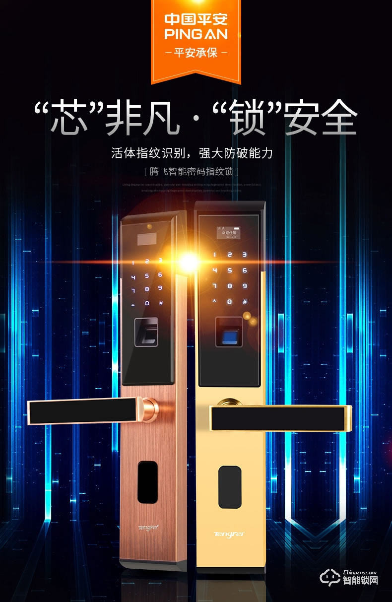 騰飛指紋鎖 家用防盜門智能鎖指紋鎖密碼鎖