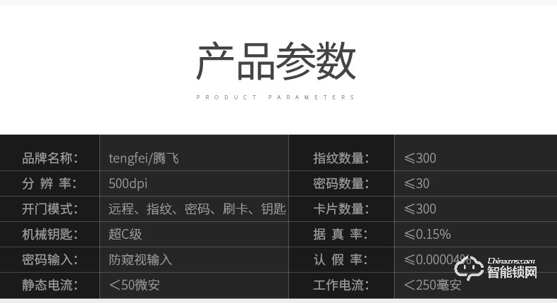 騰飛指紋鎖 歐式防盜門鎖智能密碼鎖