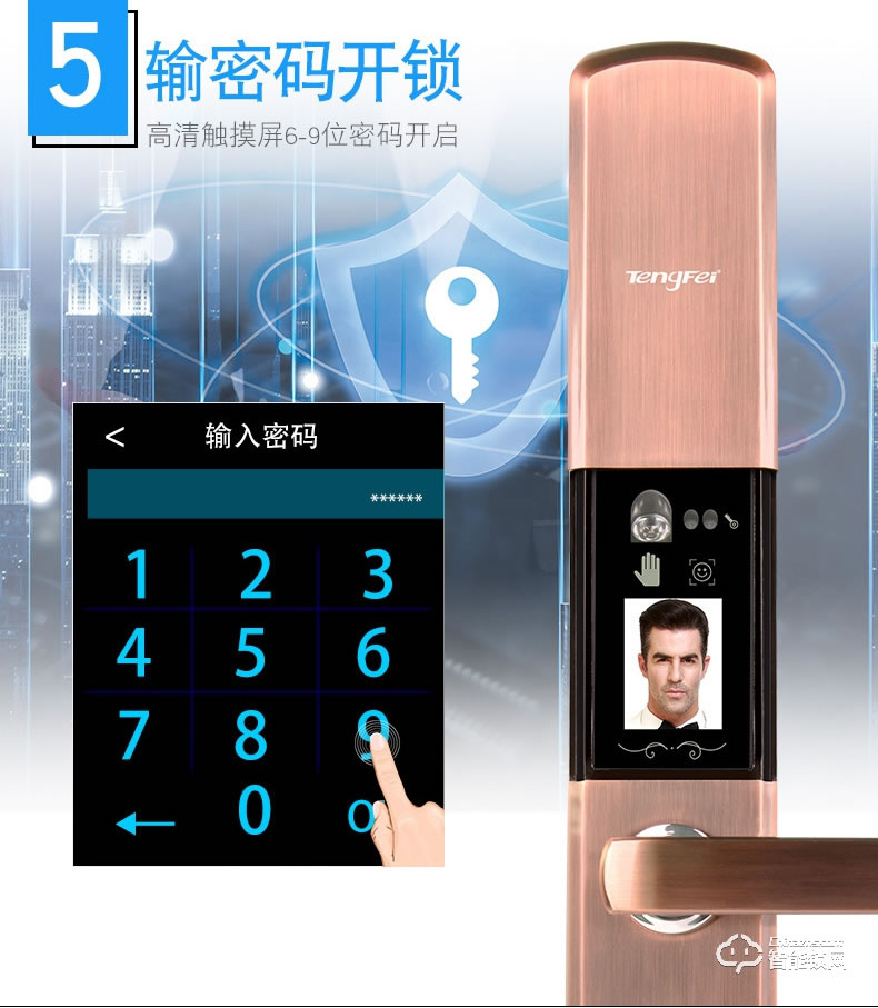 騰飛指紋鎖 智能人臉識(shí)別家用防盜門密碼鎖