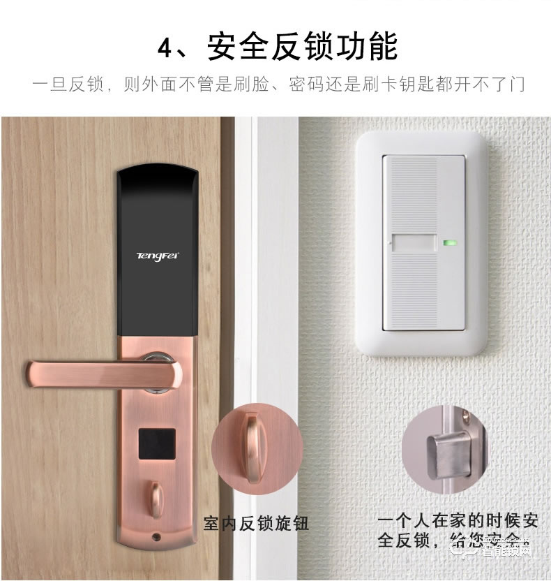 騰飛指紋鎖 智能人臉識(shí)別家用防盜門密碼鎖