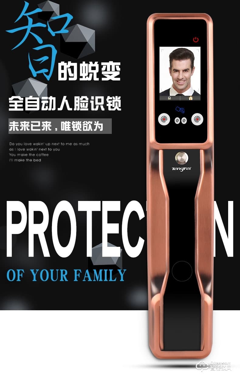 騰飛指紋鎖 全自動人臉識別鎖家用防盜門鎖