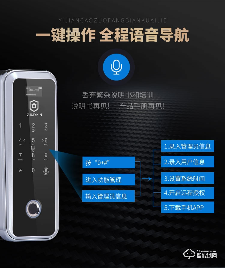 堅朗智能鎖 雙門免開孔智能電子密碼鎖