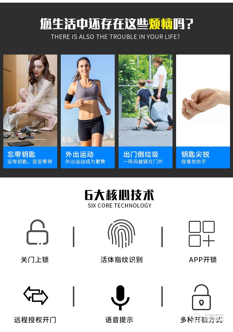 思瑪特智能鎖 半導(dǎo)體指紋家用防盜門智能鎖