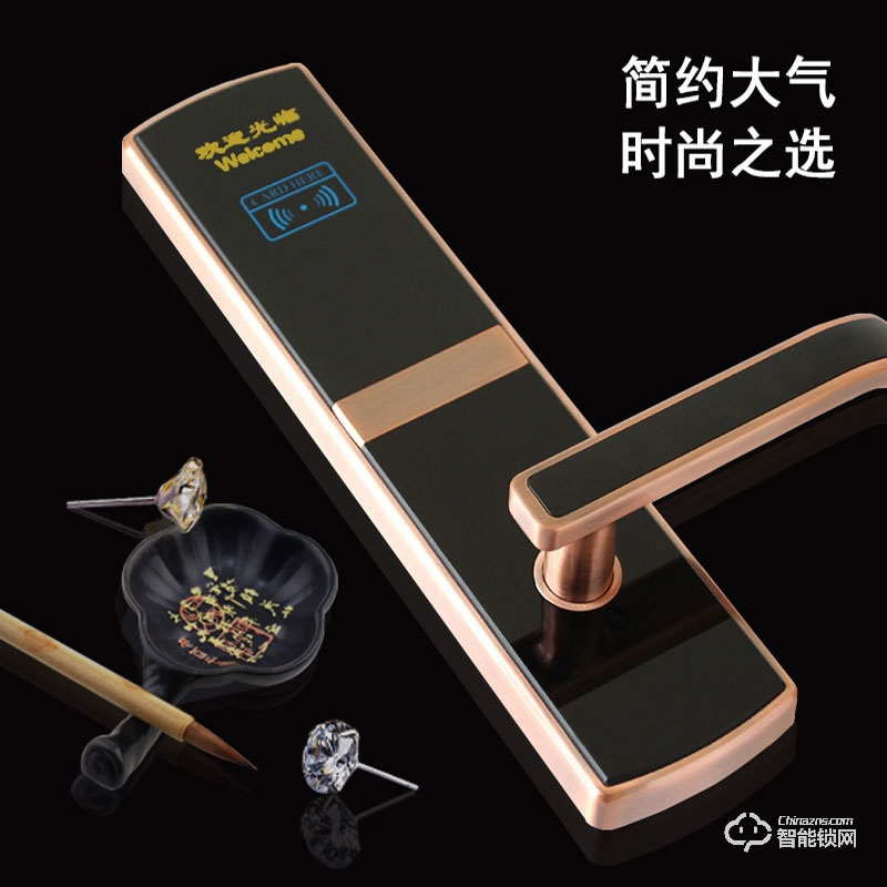 宏邁指紋鎖 電子智能賓館刷卡門鎖