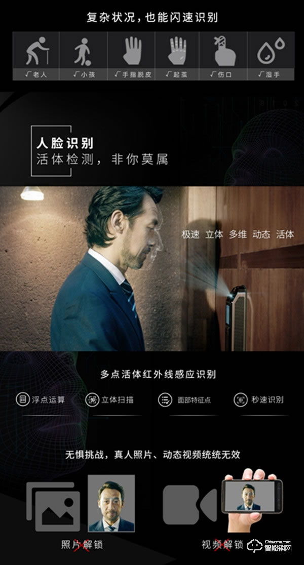 君工智能鎖 指靜脈人臉識別電子鎖