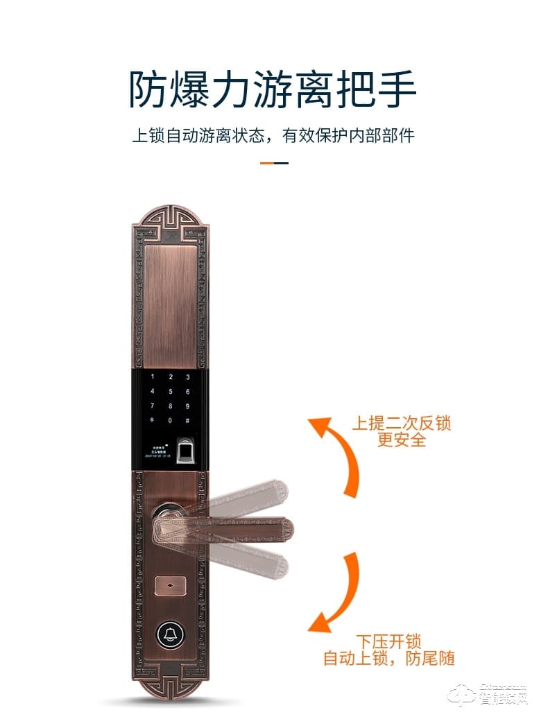 巨頭智能鎖 復(fù)古銅門雙開門智能門鎖