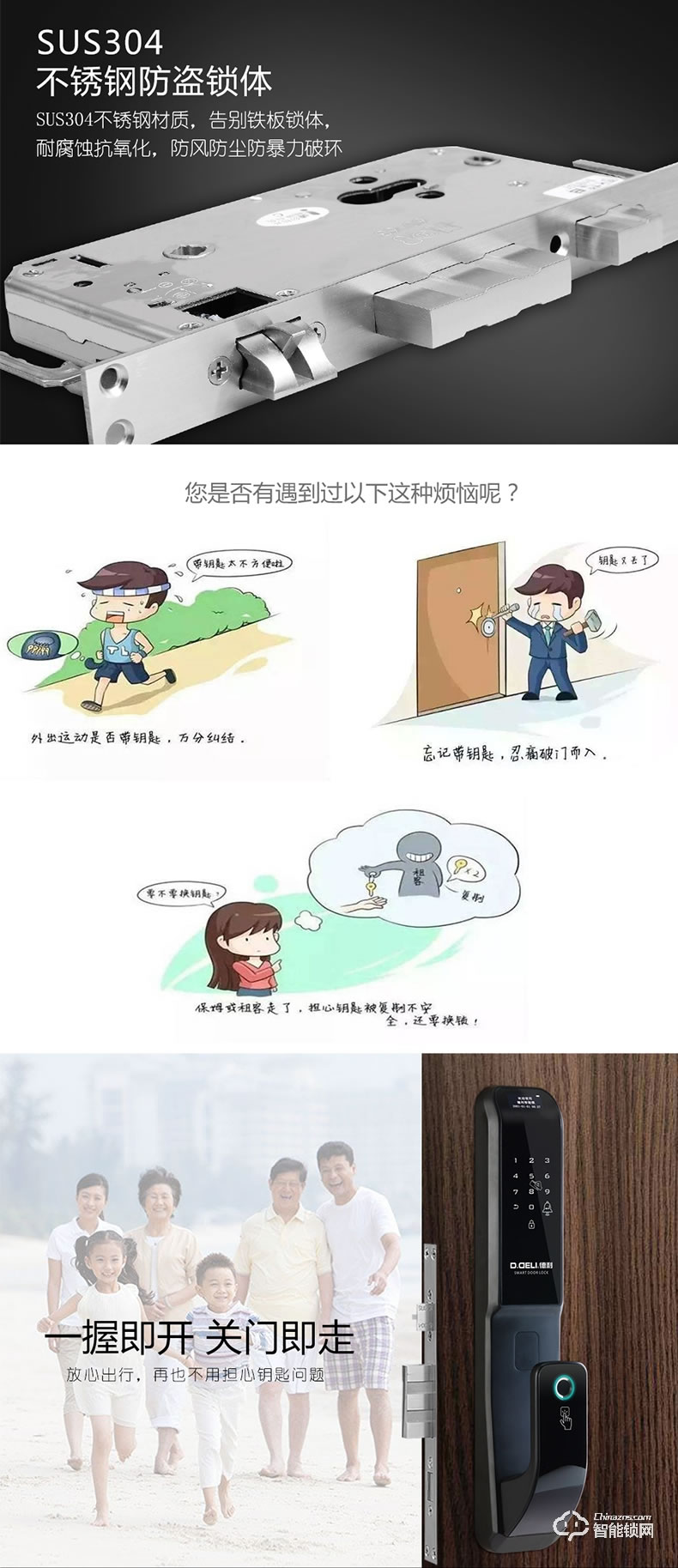德利智能鎖 全自動(dòng)指紋鎖電子刷卡門(mén)鎖