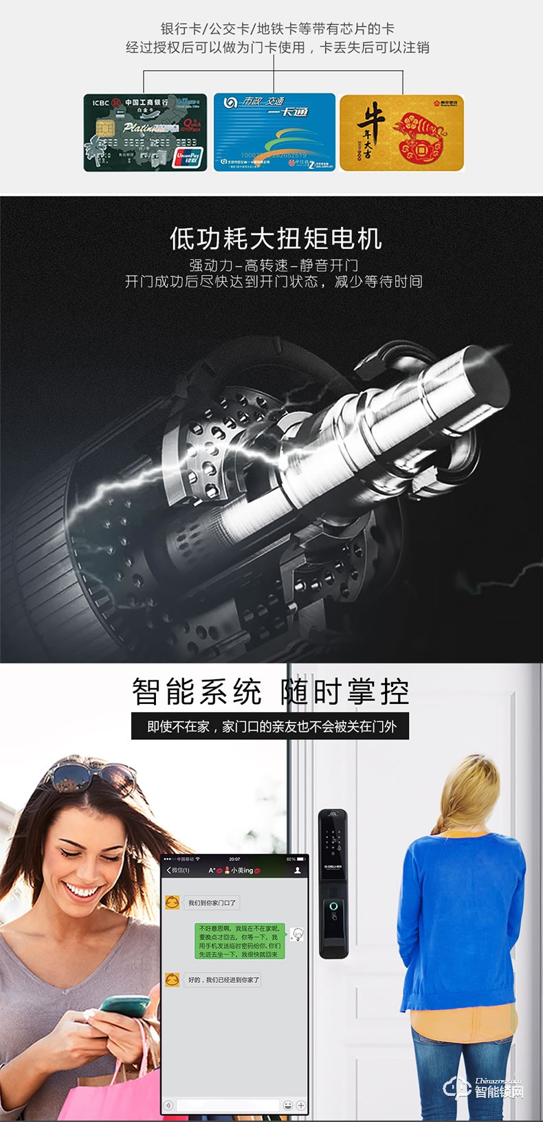 德利智能鎖 全自動(dòng)指紋鎖電子刷卡門(mén)鎖