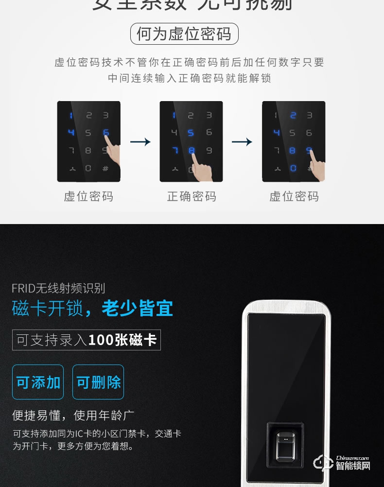 英特羅指紋鎖 智能門鎖防盜木門不銹鋼門鎖