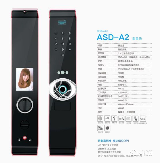 愛(ài)獅盾智能鎖 ASD-A2智能貓眼電子密碼鎖