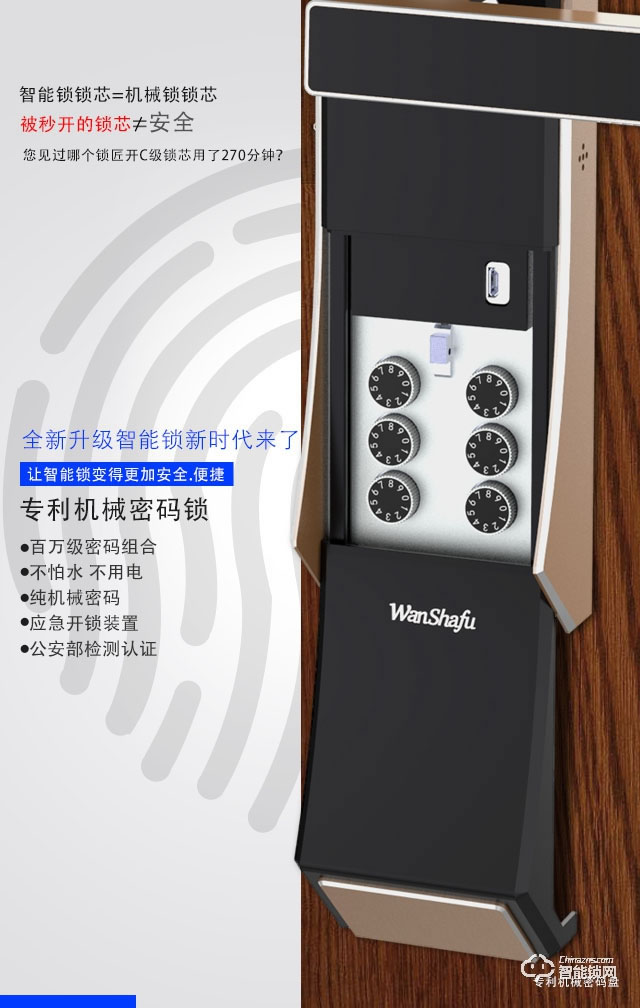 萬(wàn)廈福智能鎖 F7雙密碼智能鎖