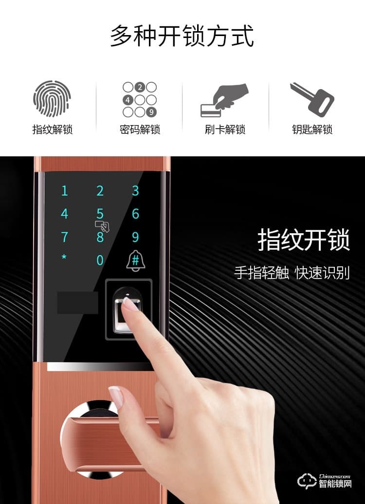 締斯盾智能鎖 H7滑蓋智能刷卡密碼指紋防盜鎖
