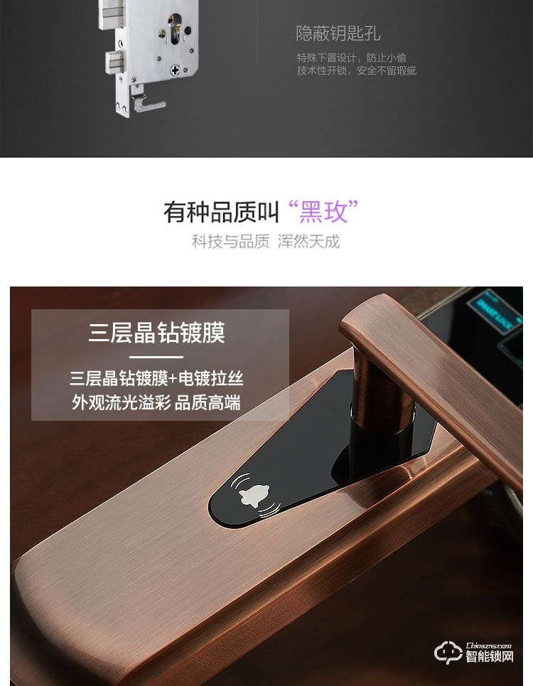 黑玫智能鎖 SN-618自動(dòng)靜音滑蓋智能門鎖