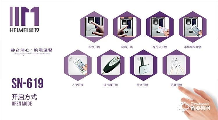 黑玫智能鎖 SN-619全自動(dòng)指紋鎖密碼鎖磁卡鎖