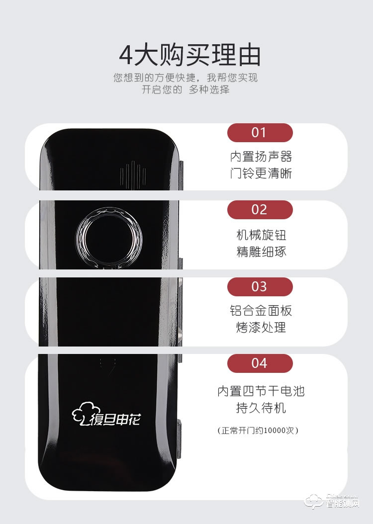 復旦申花智能鎖 A1辦公室玻璃門鎖