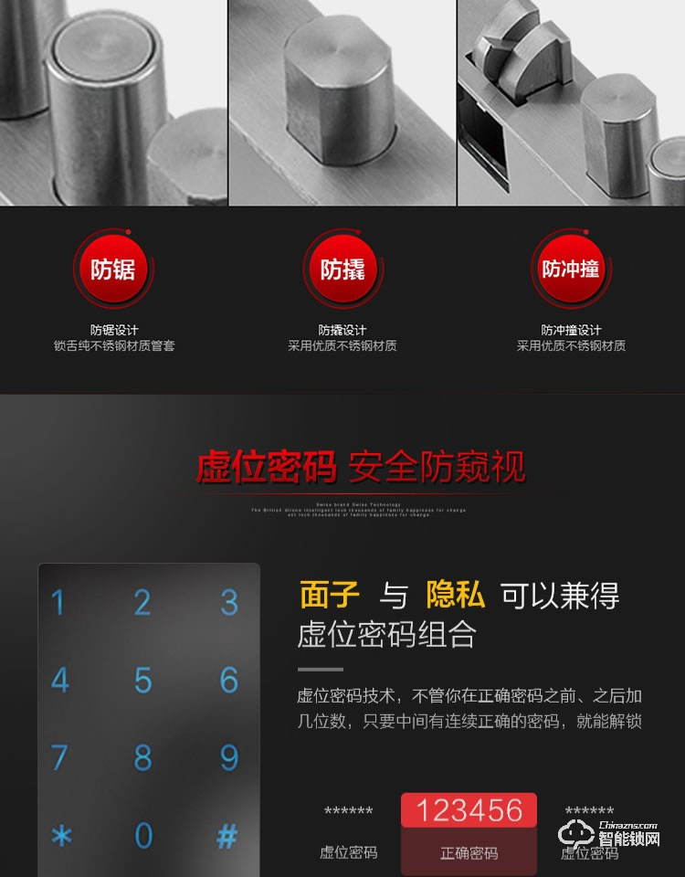 英迪隆智能鎖 S-6801家用防盜門密碼鎖 