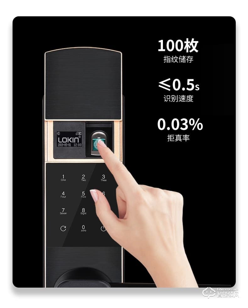 樂肯智能鎖 6615指紋刷卡鑰匙APP微信遠程智能鎖