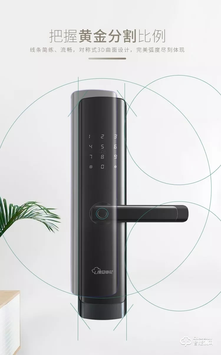 復(fù)旦申花智能鎖 C3曲面屏全自動智能鎖