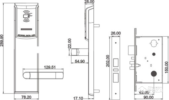 威薩智能鎖 V813系列酒店公寓刷卡鎖