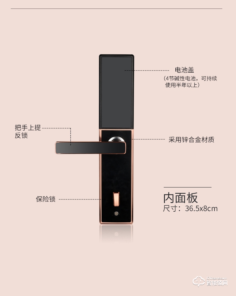 智聯(lián)美家智能鎖 M0507自動下滑蓋指紋密碼鎖