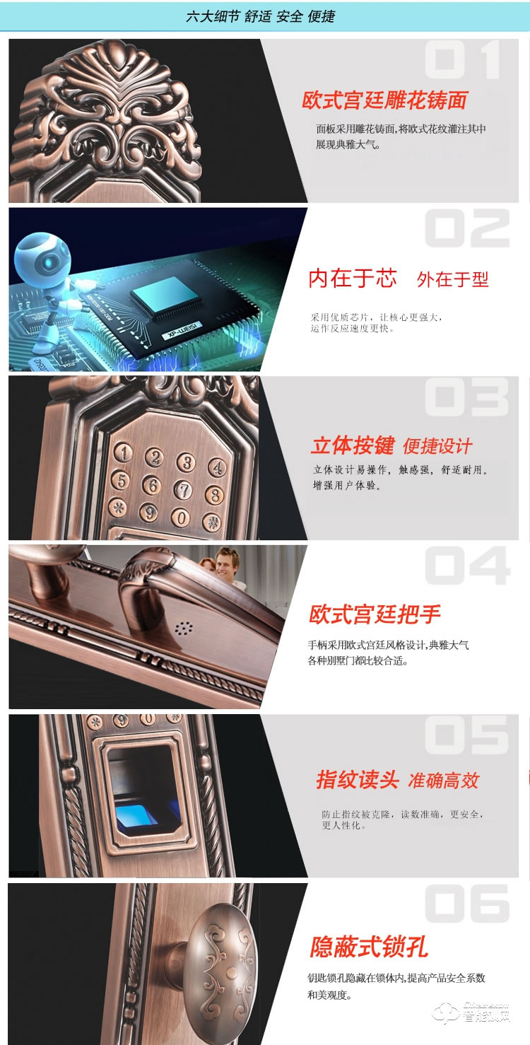 第吉爾智能鎖和 #6600-126歐式木門大門智能鎖