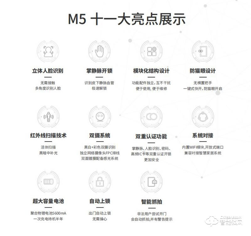 歐科智能鎖 M5人臉識別 掌靜脈鎖