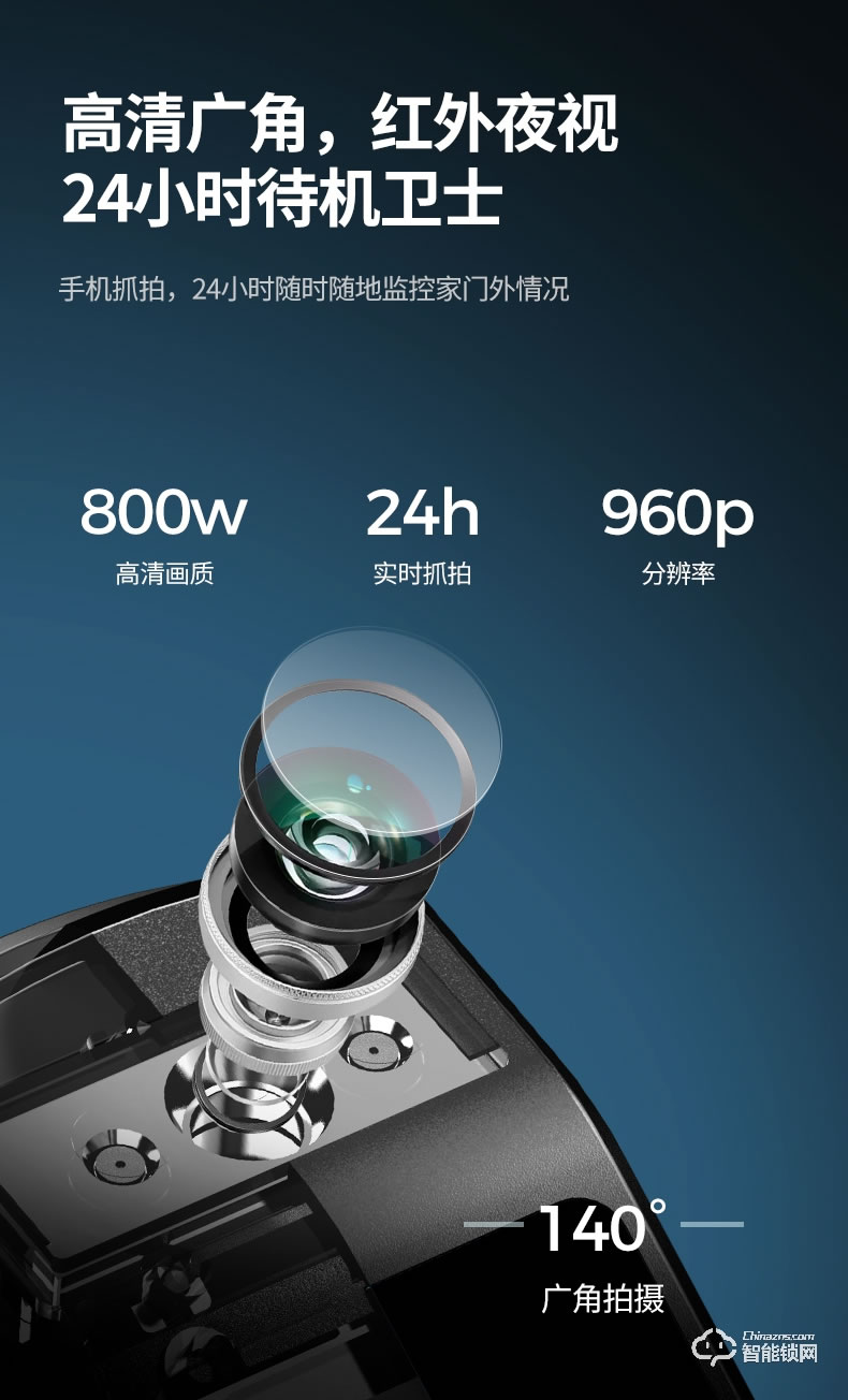 AOC智能鎖 E6S全自動WIFI帶攝像頭遠程監控可視對講智能鎖