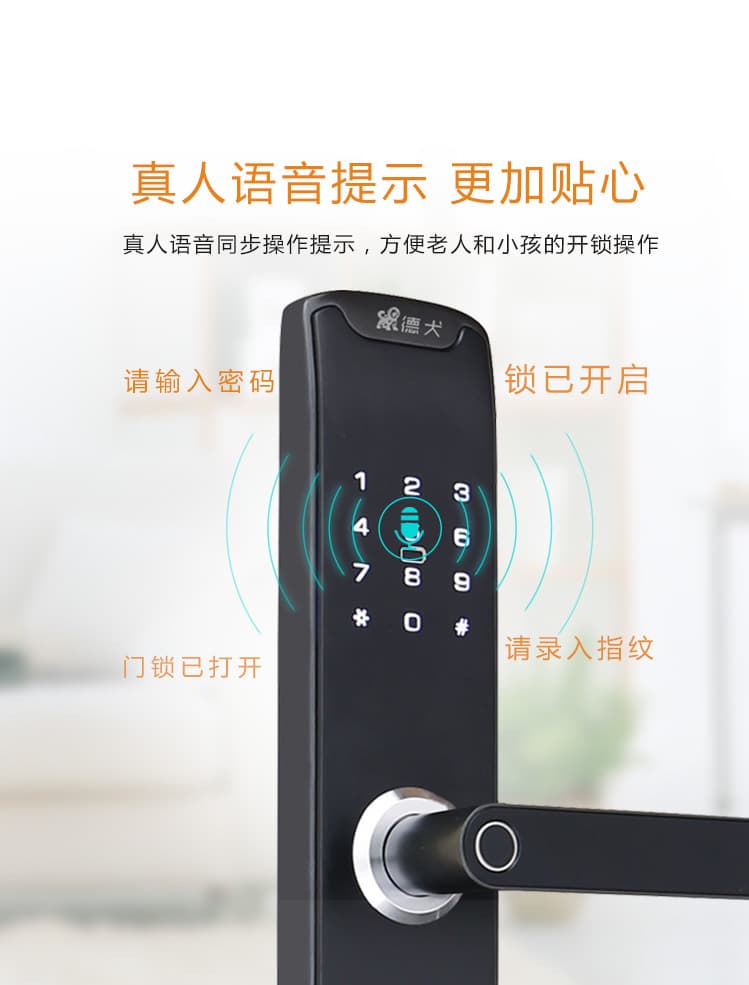 德犬智能鎖 L8直板人臉識(shí)別智能鎖