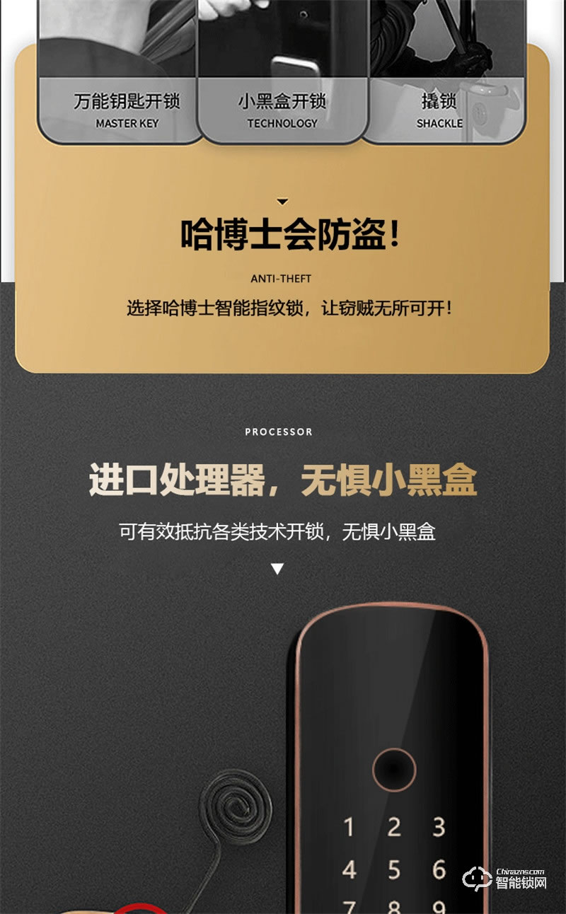 哈博士智能鎖 哈博士3號智能家居密碼鎖