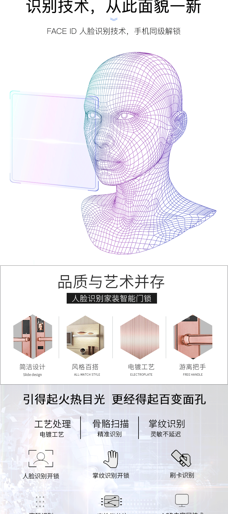 美鼎智智能鎖  防盜門指紋鎖人臉識別鎖