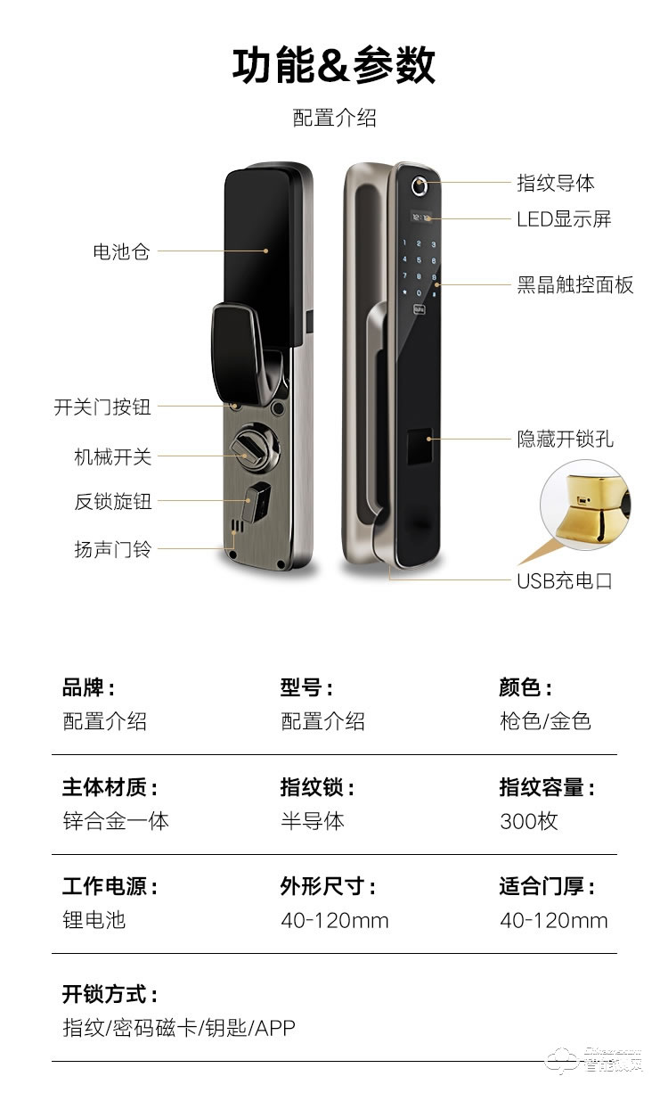 艾創米智能鎖 S119新品家用防盜門大門電子門鎖