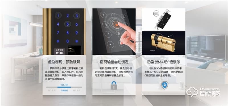 達奇智能鎖 D4家用防盜門密碼指紋鎖