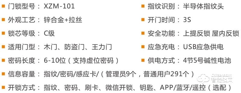 喜智門智能鎖 XZM-101半導體指紋密碼鎖