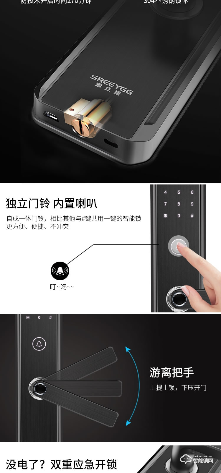 索立捷智能鎖 S-668防盜門電子遠程控制指紋鎖