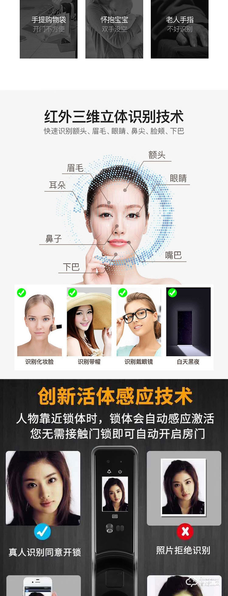 創鴻智能鎖 人臉識別1號指紋鎖智能鎖