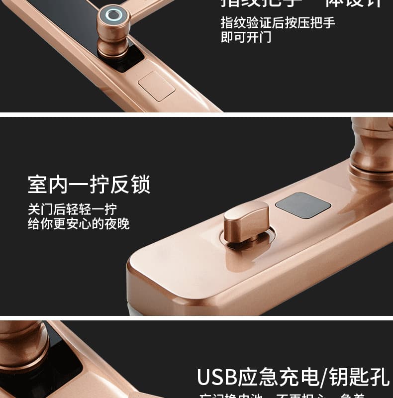 創鴻智能鎖 T21家用一握開把手指紋鎖