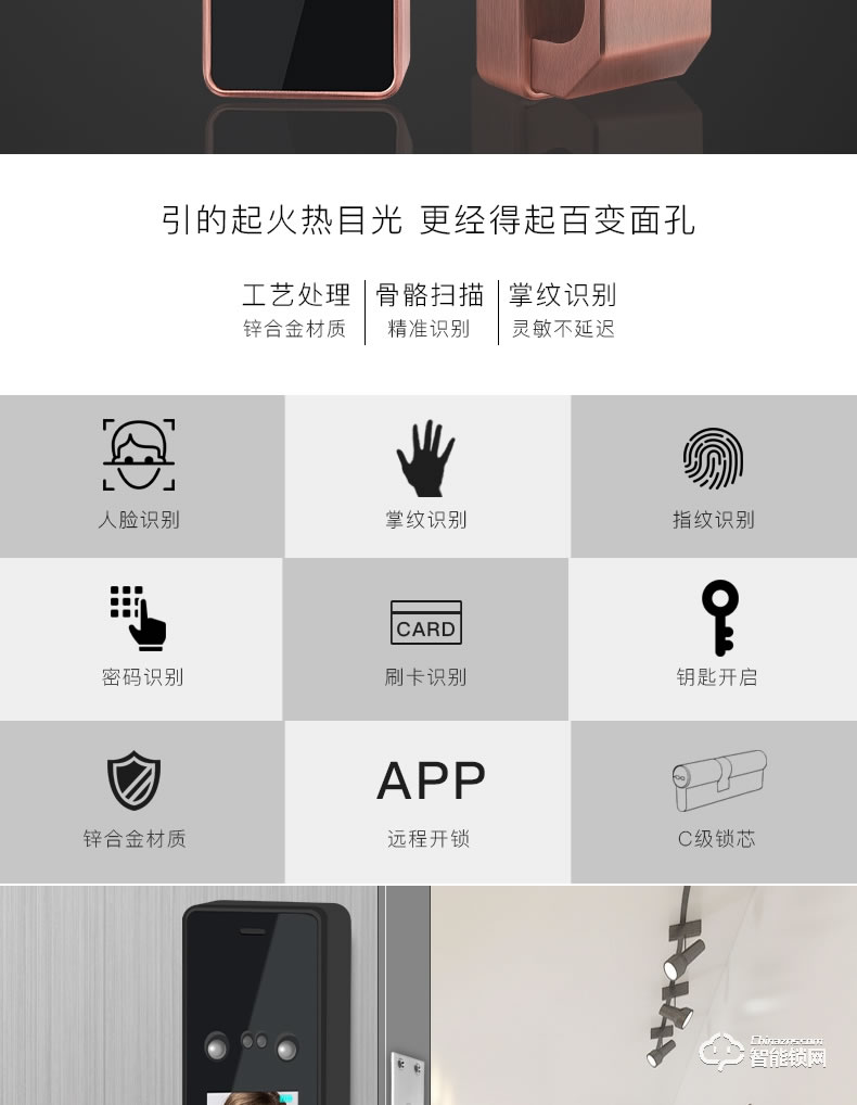 邦臣智能鎖 F3全自動(dòng)人臉識(shí)別鎖大門(mén)鎖