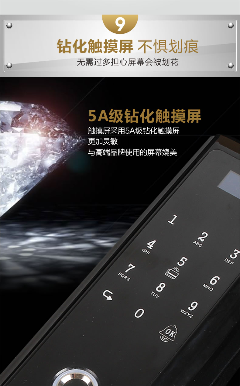 新視圖智能鎖 X380雙門(mén)免開(kāi)孔玻璃門(mén)指紋鎖