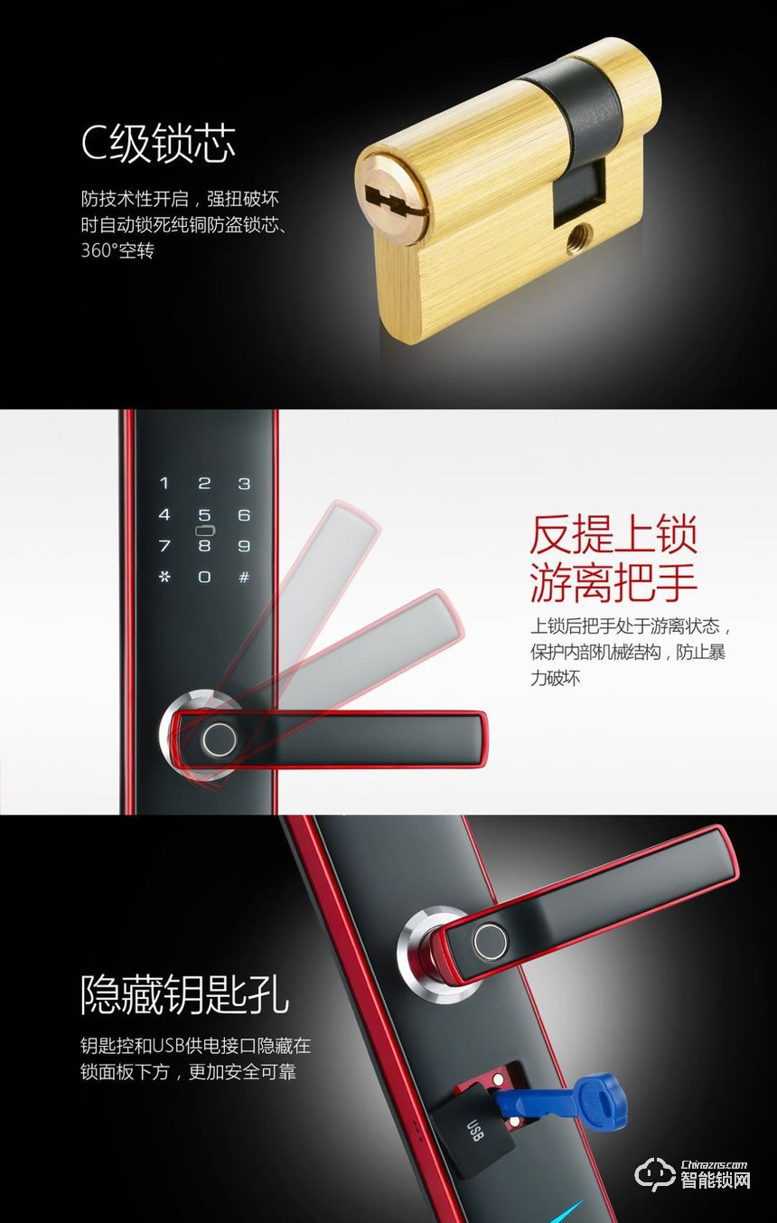 開心橙子智能鎖 KXC-A1一握開設計指紋密碼智能鎖