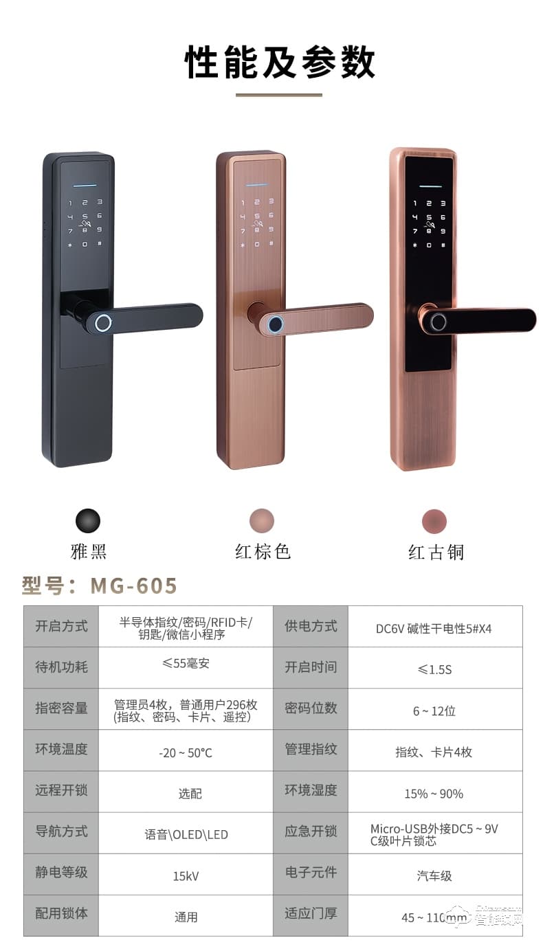 科羅格智能鎖 MG-605一握即開家用防盜門密碼鎖